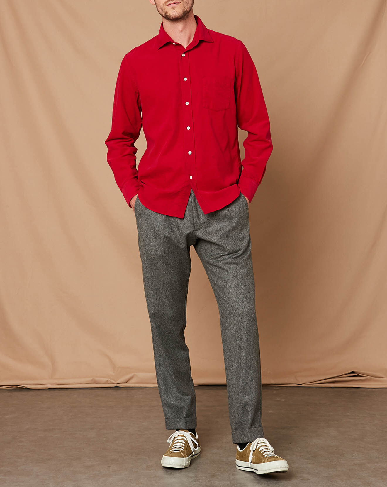 Hartford Chemise Regular Paul Pat rouge oxford