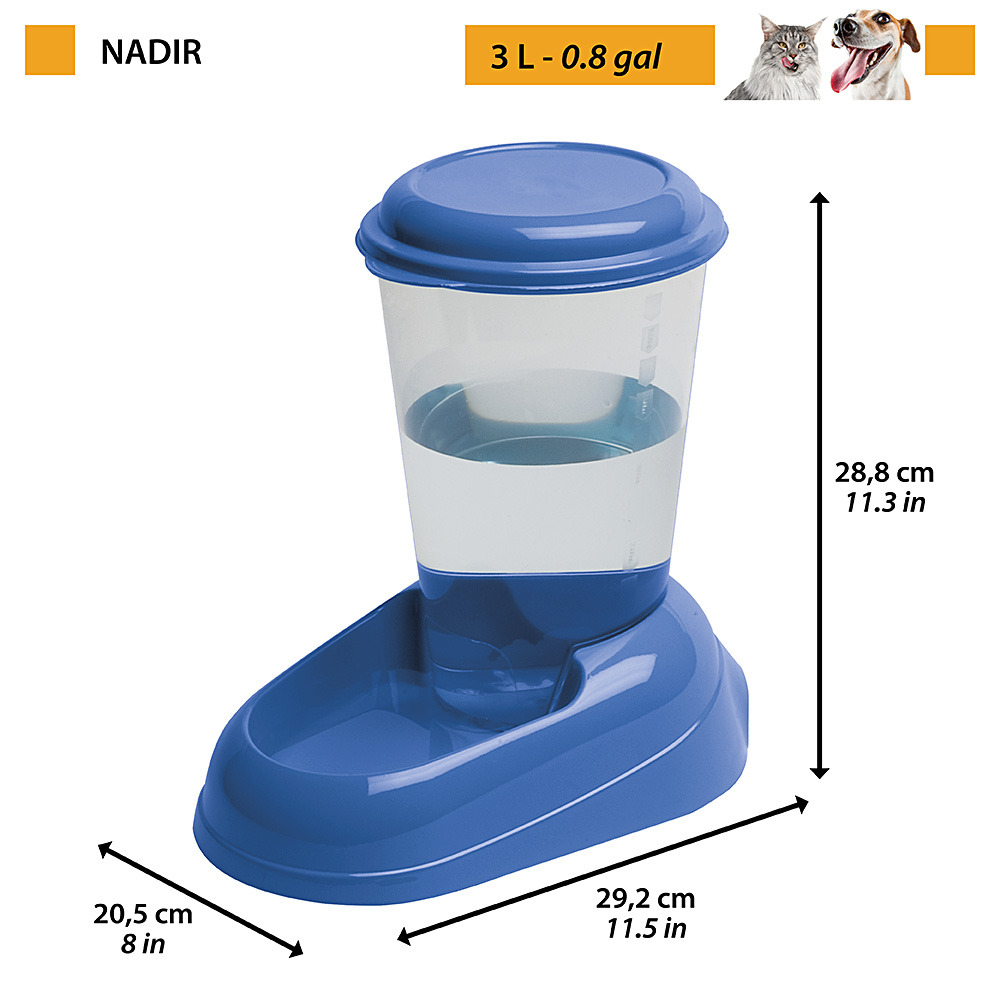 Ferplast distributeur d'eau pour chats et chiens nadir abreuvoir 3 litres pour animaux, chiens de taille petite et moyenne,