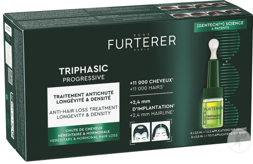 René Furterer Triphasic Progressive Traitement Anti-Chute Longevité & Densité 8x5,5ml