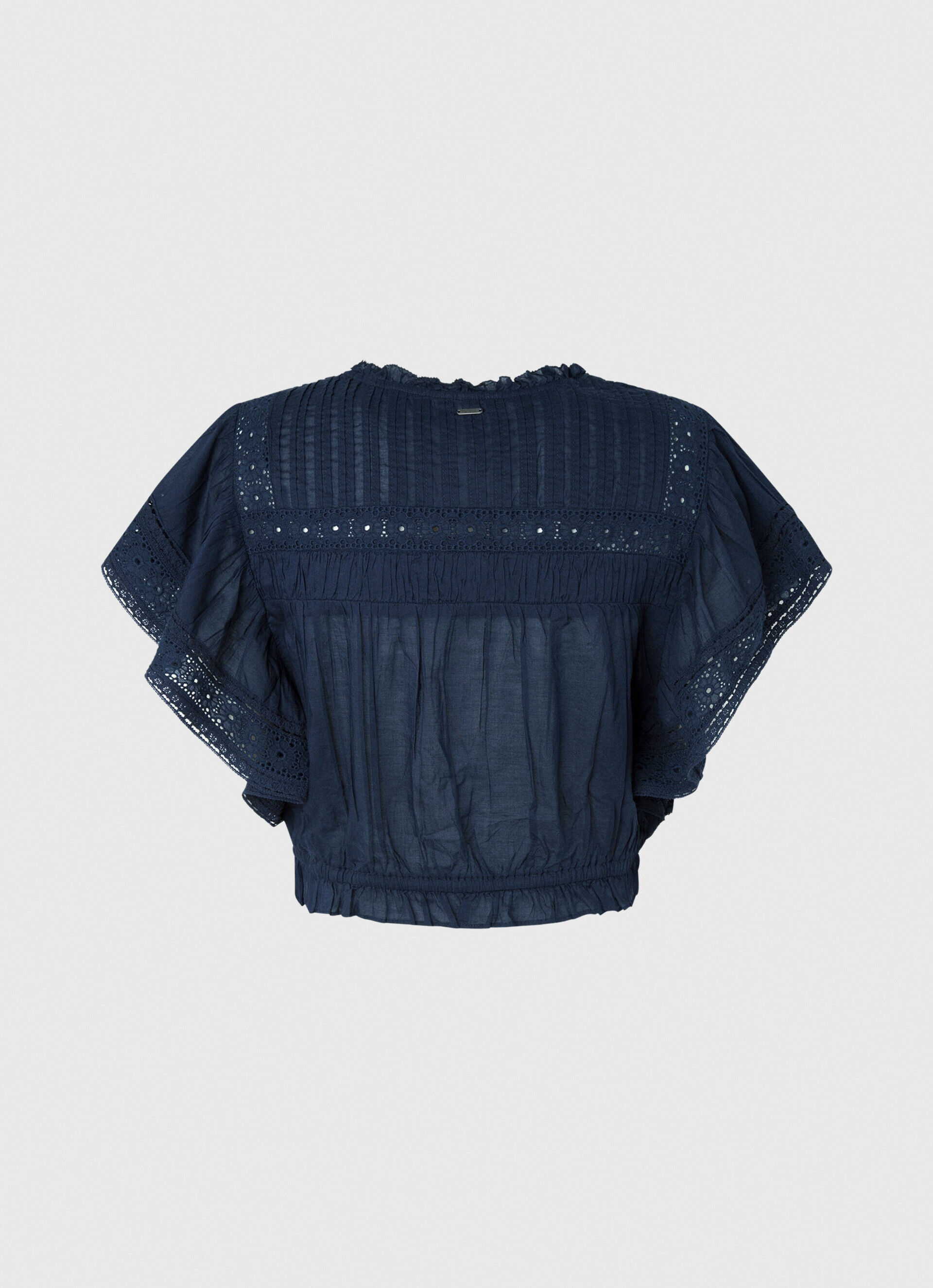 Blusa de algodão com detalhes vazados - azul dulwich