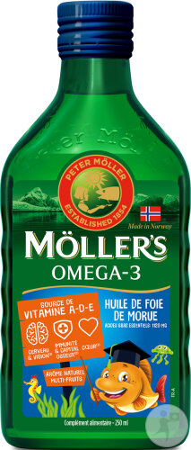 Moller's Oméga-3 Huile De Foie De Morue Liquide Arome Multi Fruit 250ml