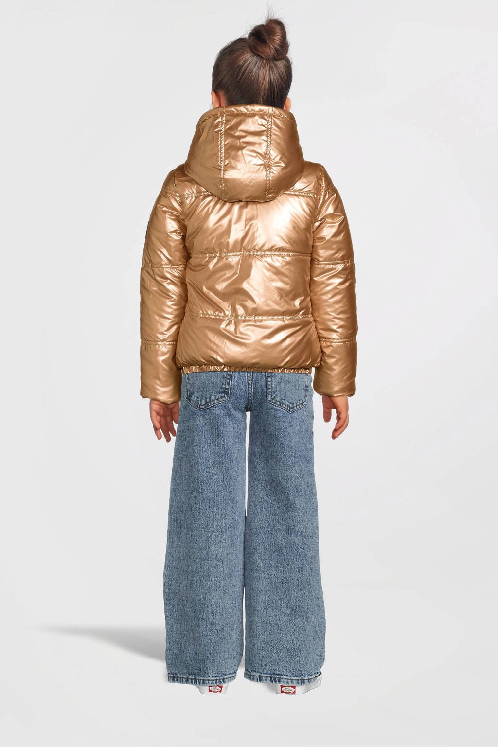 B.Nosy reversible gewatteerde winterjas Jacky met panterprint goud/bruin