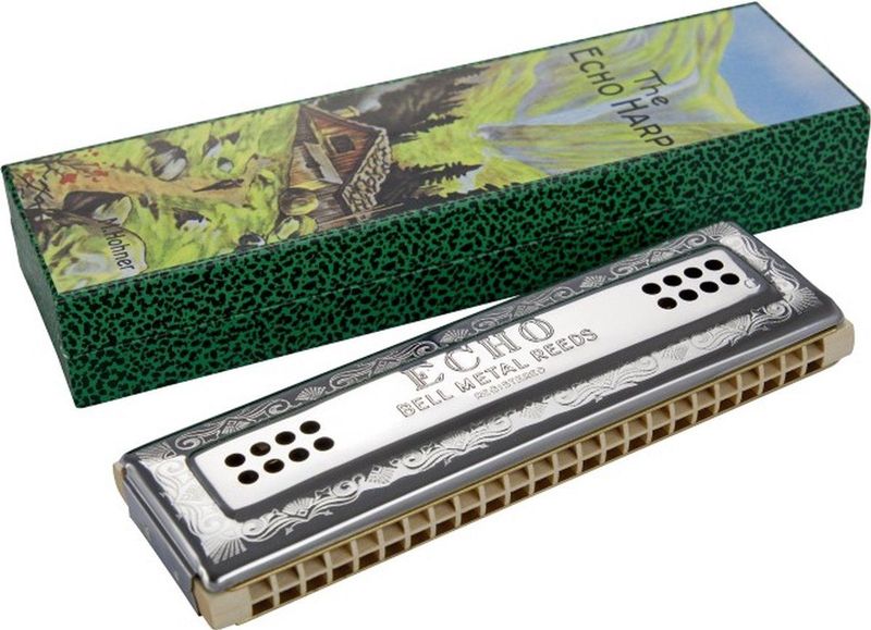 HOHNER Echo Harp 96 - Mondharmonica - C/G-toon - Esdoorn Lattenbodem - Roestvrij Stalen Buitenkant
