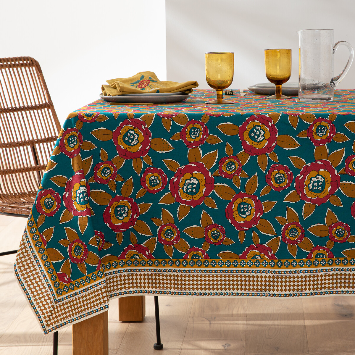 JAMINI x LA REDOUTE INTERIEURS<br>Toalha de mesa de algodão/linho, Chandi