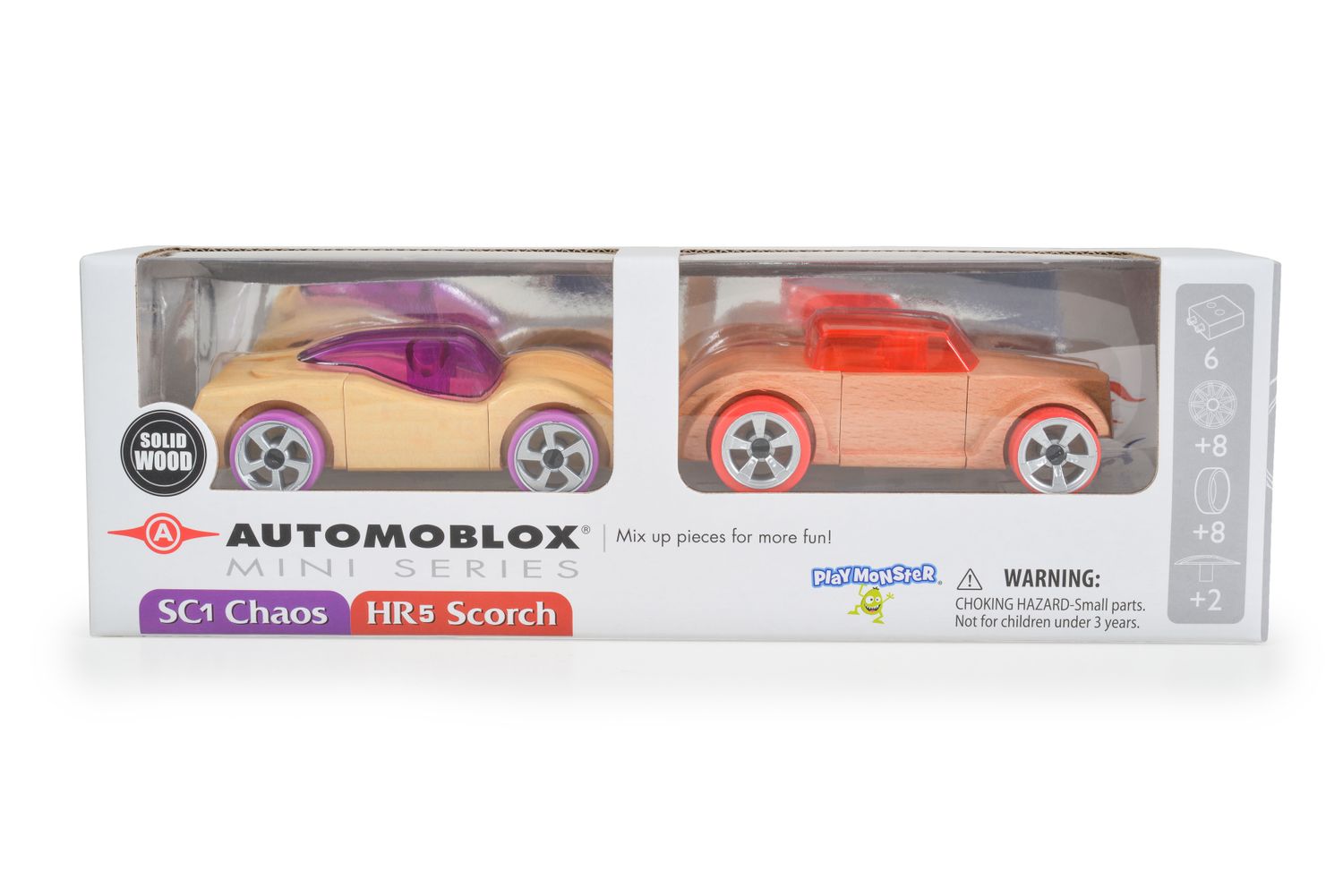 Moni Spielzeugautos 2er Set 53109 Mini 11,50 x 3,80 x 6,50cm aus Holz ab 4 Jahre bunt