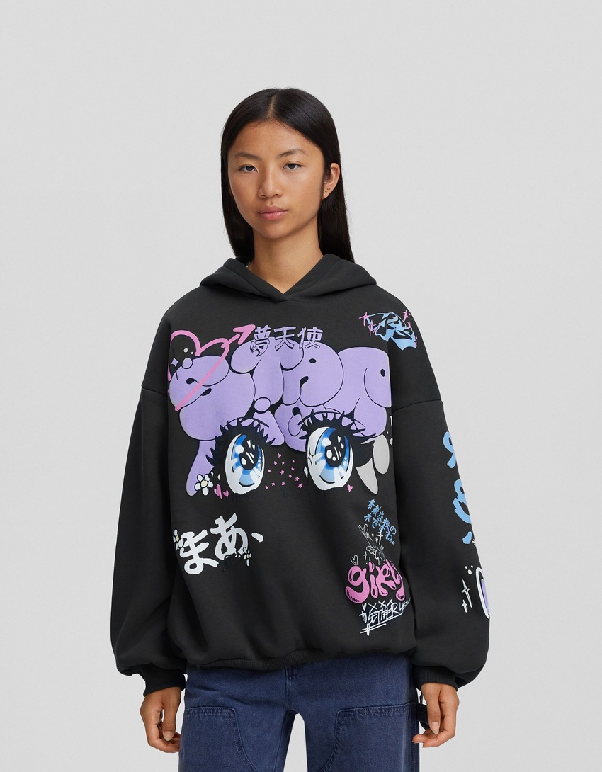 Moletom com capuz estampado