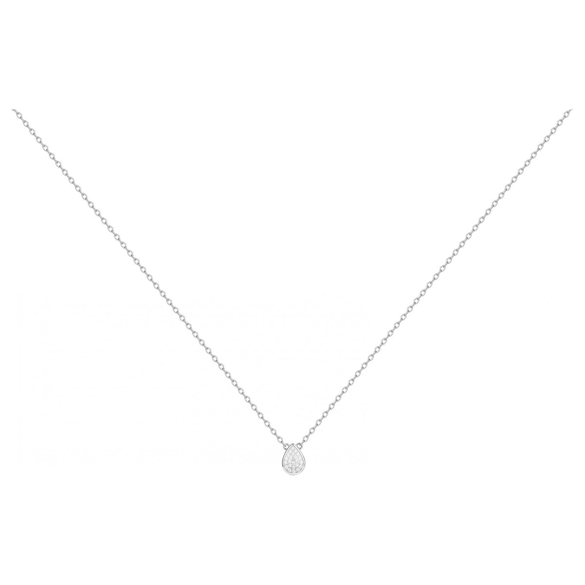 Collier mono-motif en Argent avec oxyde de zirconium blanc