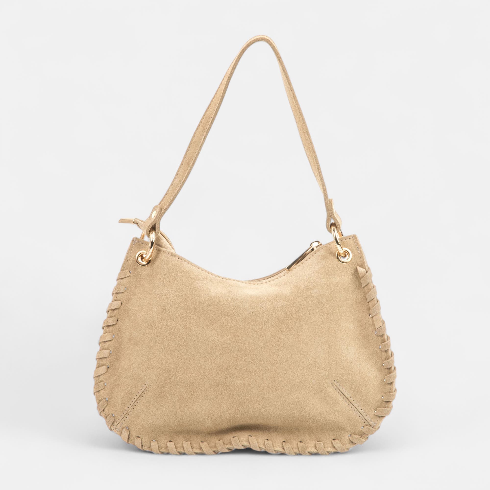 Sac bandoulière en cuir beige