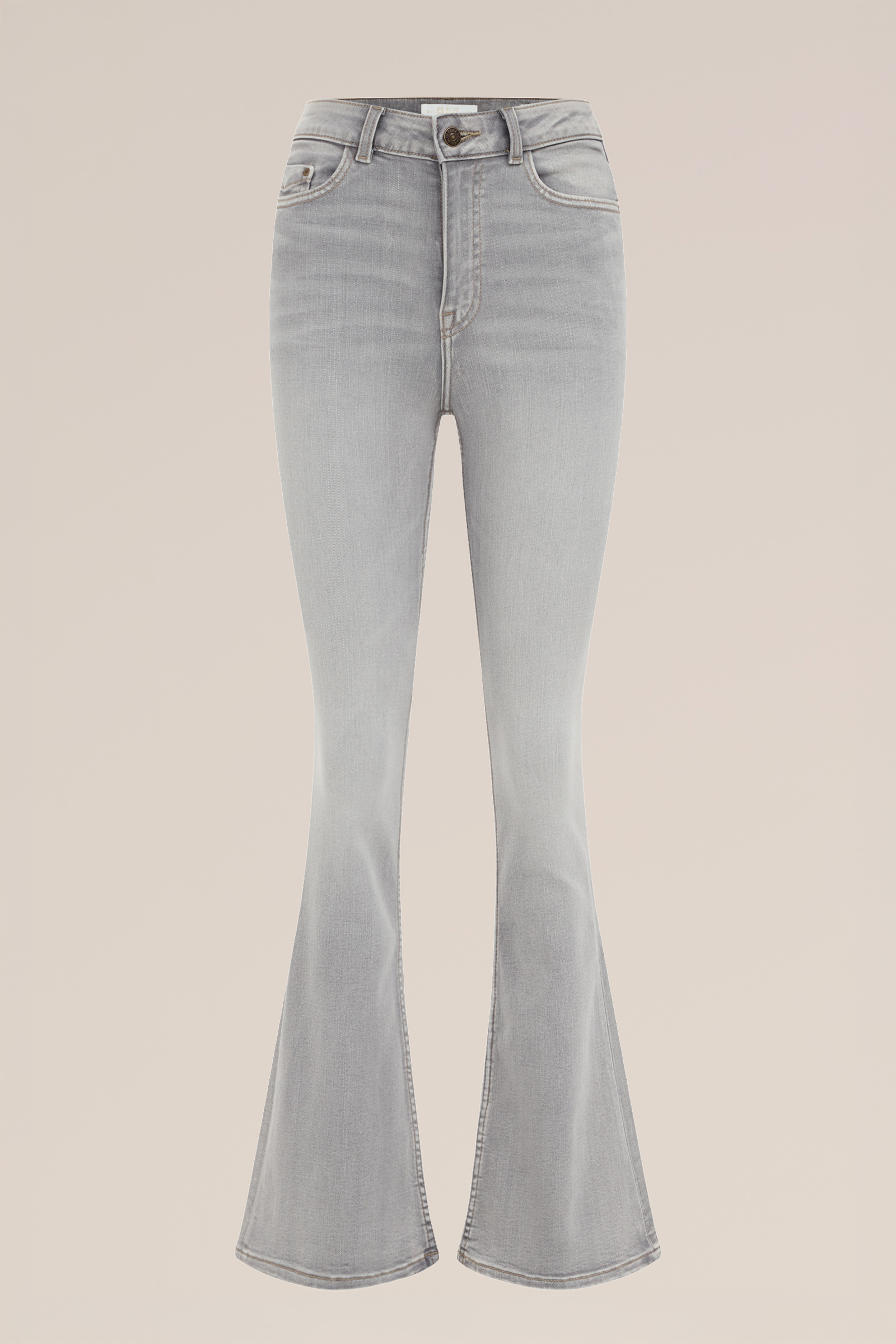flared jeans met stretch WE Fashion Lichtgrijs