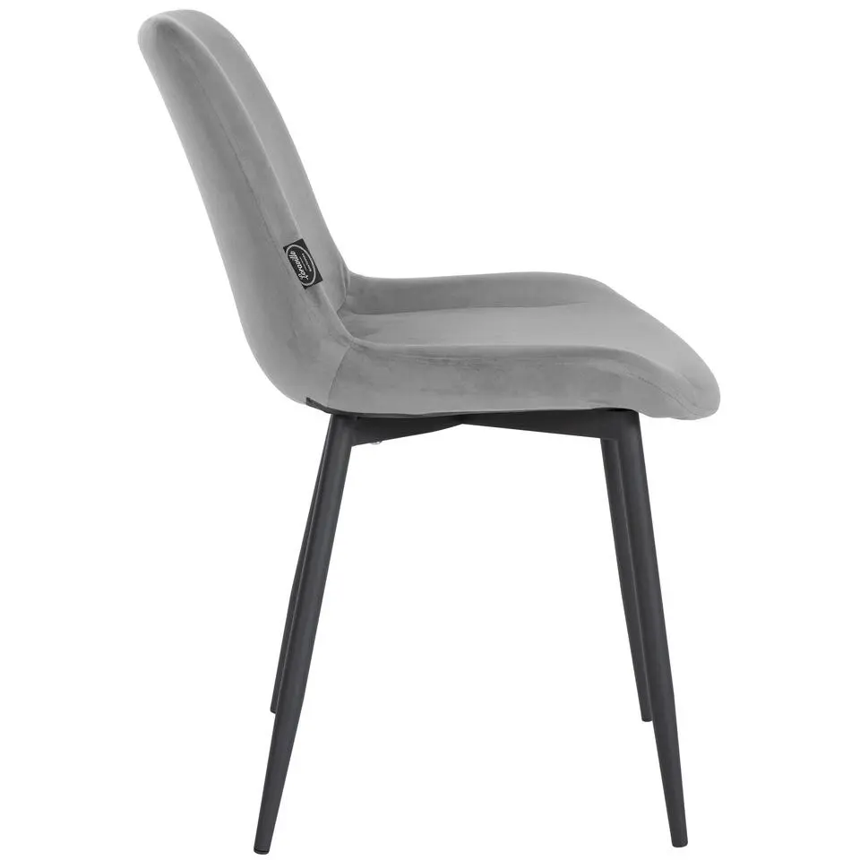 CLP Eetkamerstoel Victoria zwart Frame - Fluweel - grijs