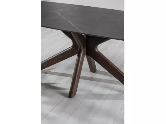 Gemini Table fixe (180 x 90 x 76 cm) en Céramique Noire