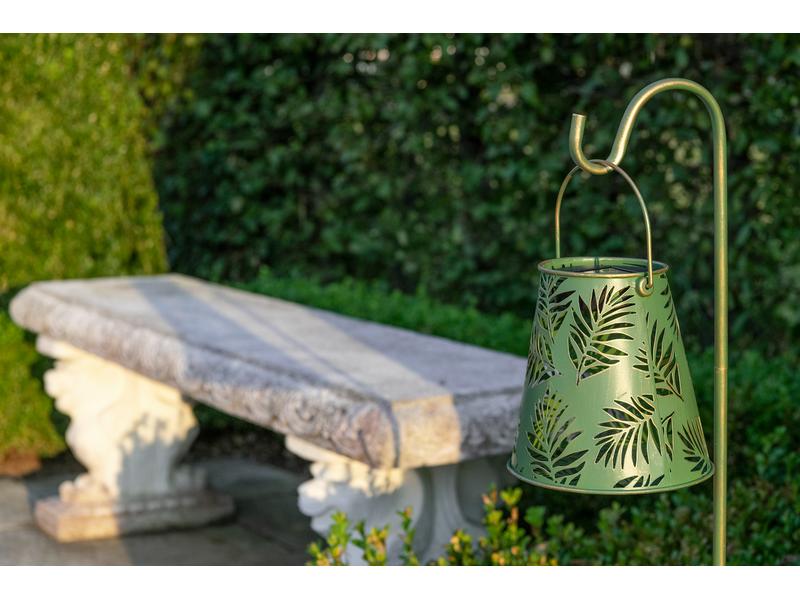 STT Laterne Solar Antic Bamboo, Ø 15 x 16 cm, Grün Solarleuchte zum Aufstellen oder Aufhängen