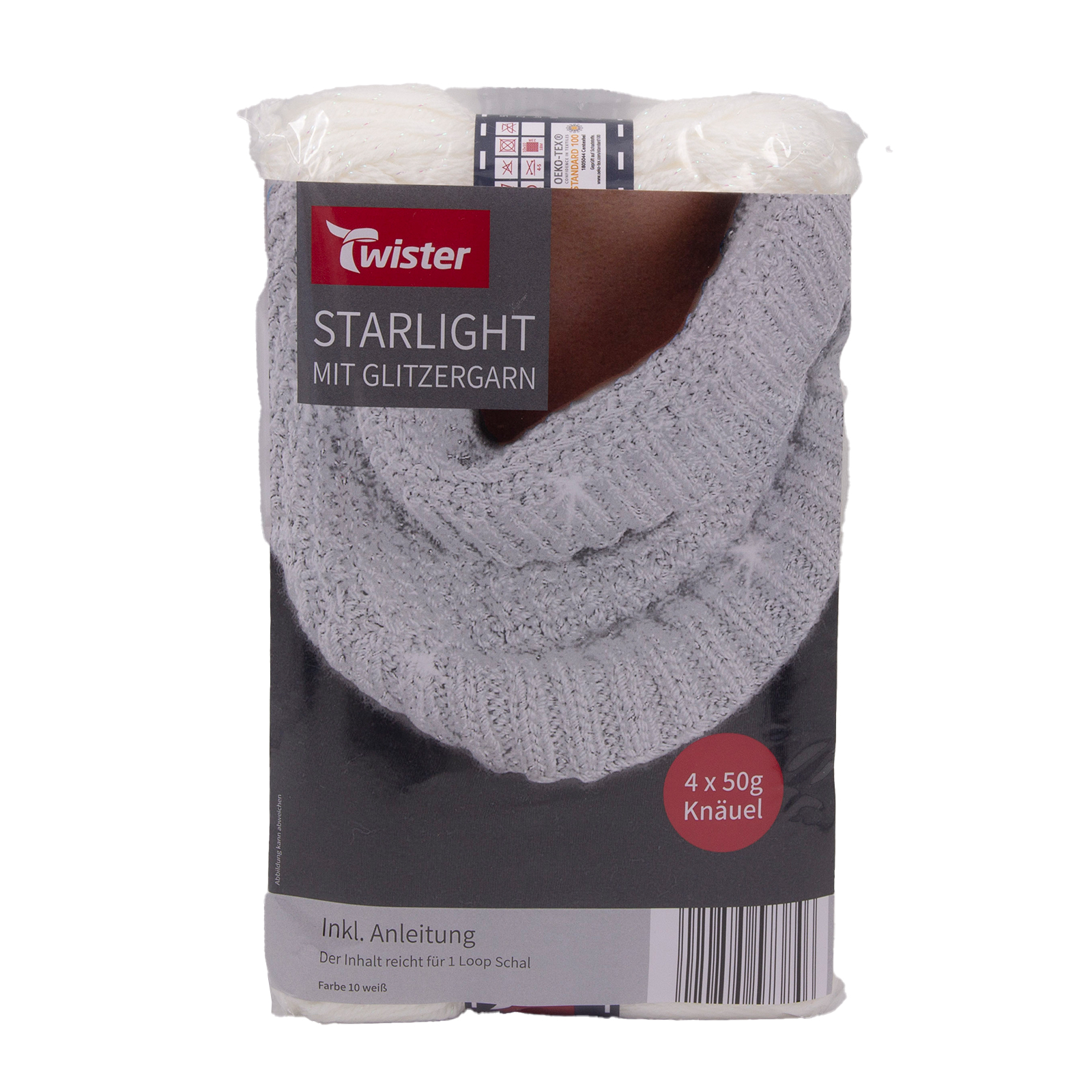 TWISTER Schal-Strickset Loop STARLIGHT - weiß - mit Glanzeffekt