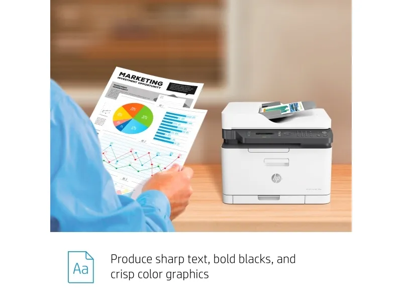 HP Color Laser MFP 179fnw - Multifunktionsprinter - farve - laser - A4 (210 x 297 mm) (original) - A4/Letter (medie) - op til 14 spm (kopiering) - op til 18 spm (udskriver) - 150 ark - 33.6 Kbps - USB 2.0, LAN, Wi-Fi(n)