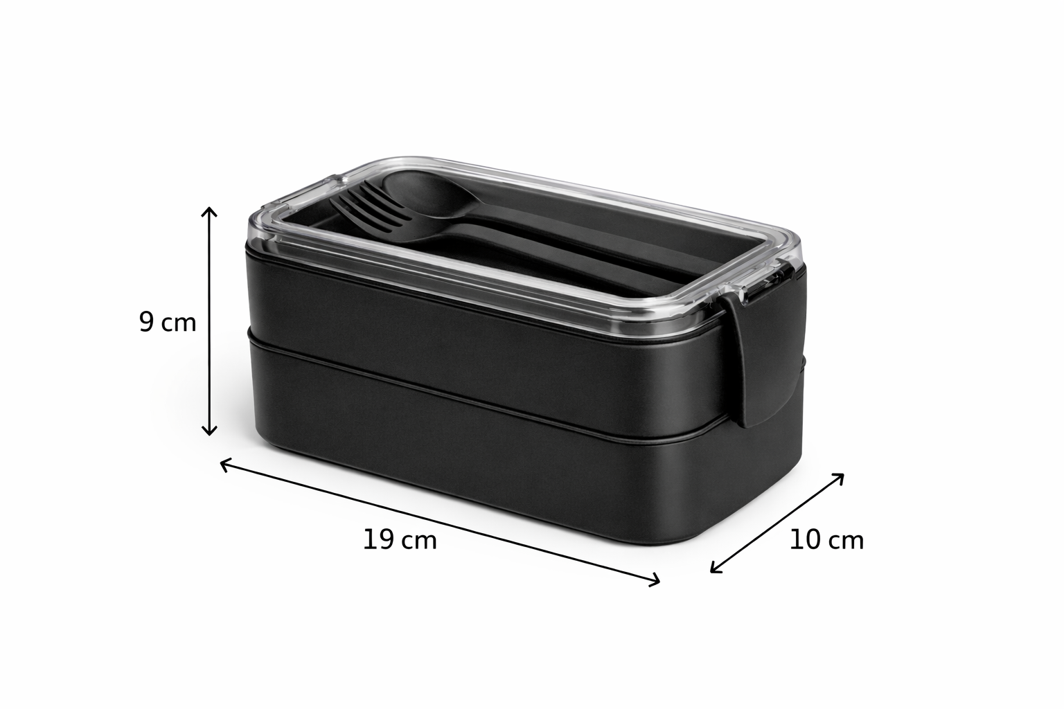 HEM 2-laags lunchbox met bestek - Black