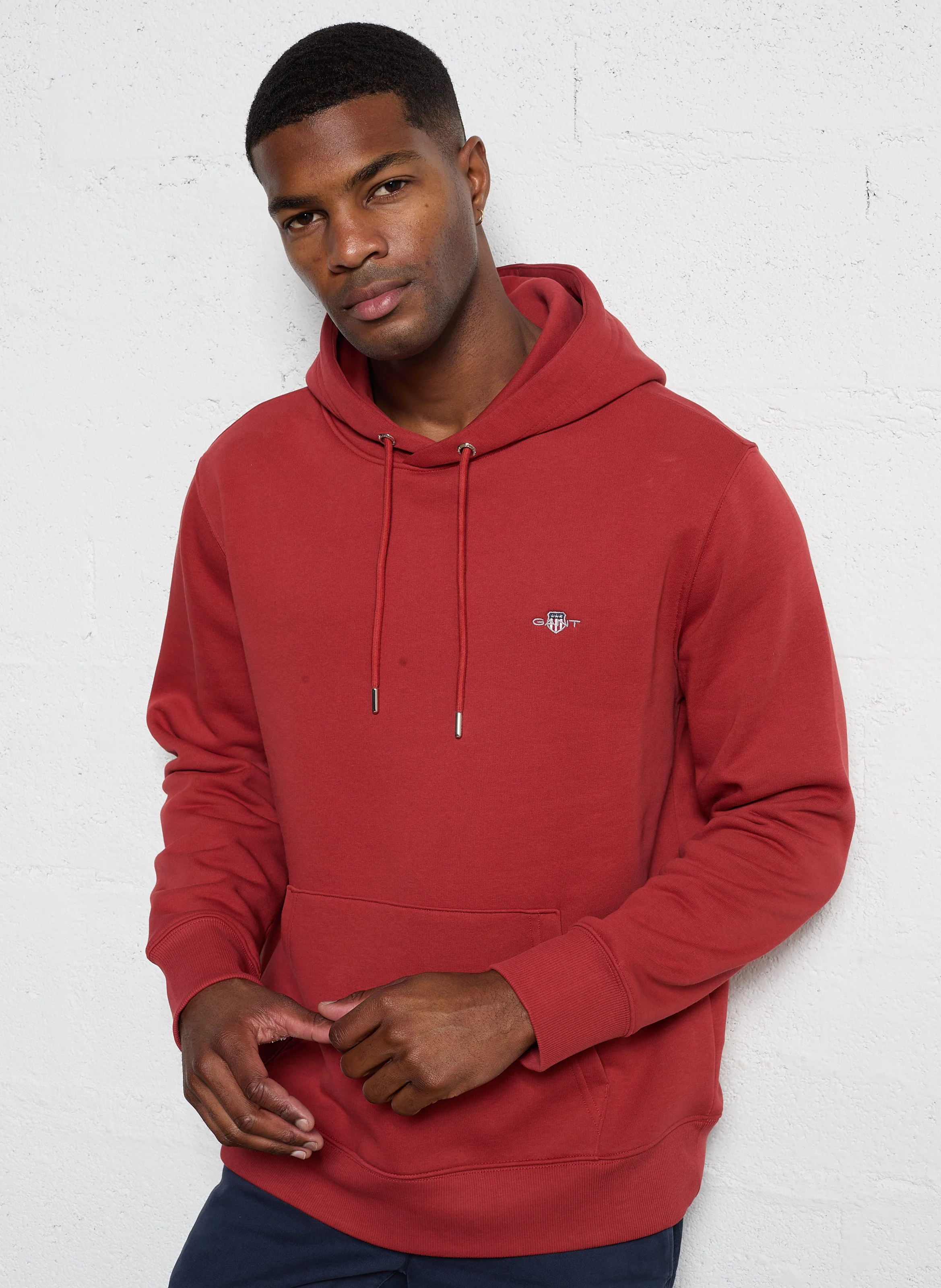 Sweat à capuche regular-fit en coton mélangé | Rouge