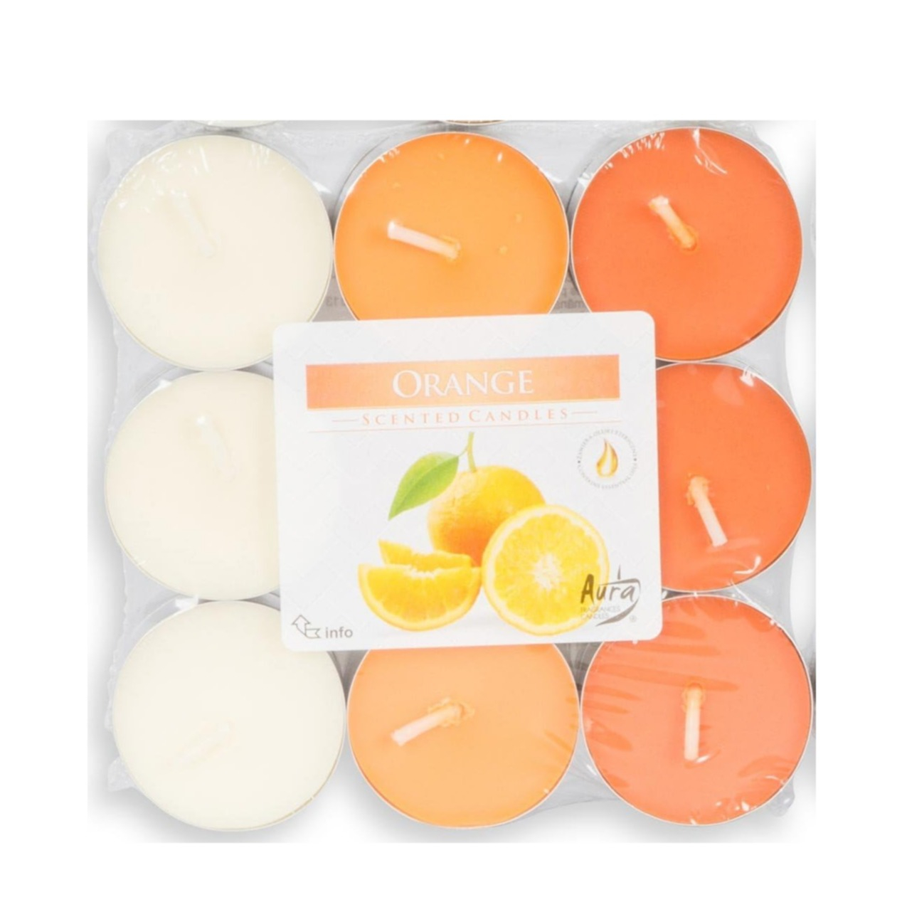 (18er Set) Ø40mm Duft Kerzen Flache Rechauds Aromatherapie Teelichter (18422) - Orange