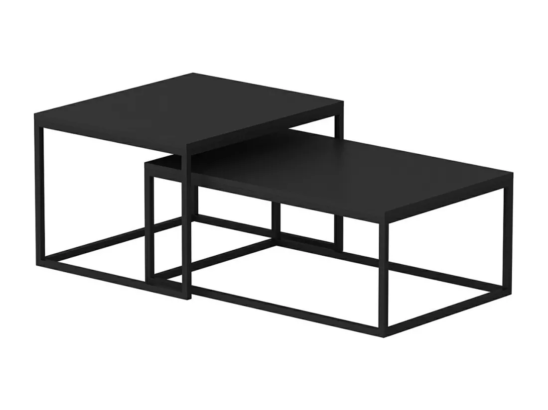 Set de 2 tables basses Aabenraa gigognes rectangulaires noir mat [en.casa]