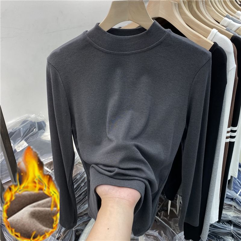 Sancus - T-shirt met lange mouwen en mockneck, effen