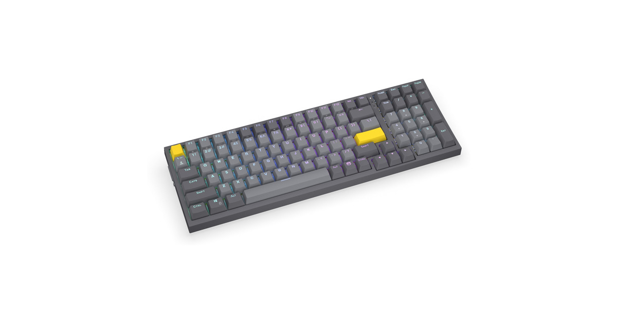 ENDORFYCeleris 1800, gaming toetsenbord  (Grijs, US lay-out, ENDORFY Yellow by Gateron, ARGB, PBT keycaps, Hot-swap, Bluetooth / USB-C / 2.4 GHz)