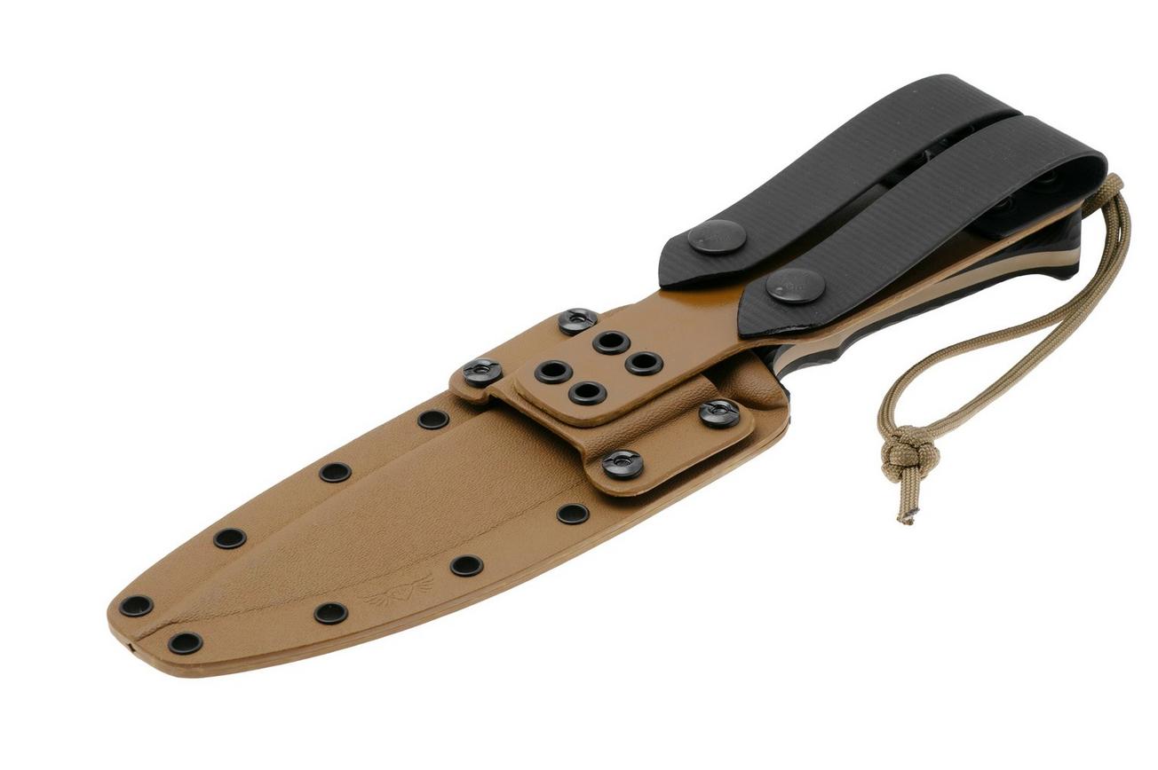 Spartan Blades Harsey Difensa SB19DEBKKYTN Flat Dark Earth, Black Micarta, survivalmes, kydex schede