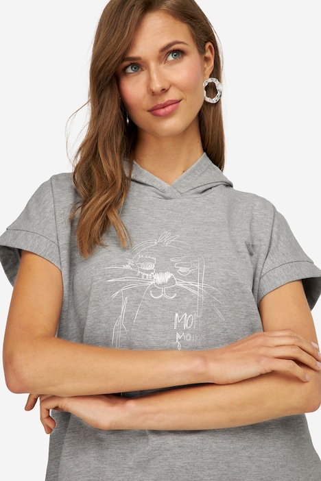 Hoodie, ärmellos, Robben-Print, Kapuze, OEKO-TEX