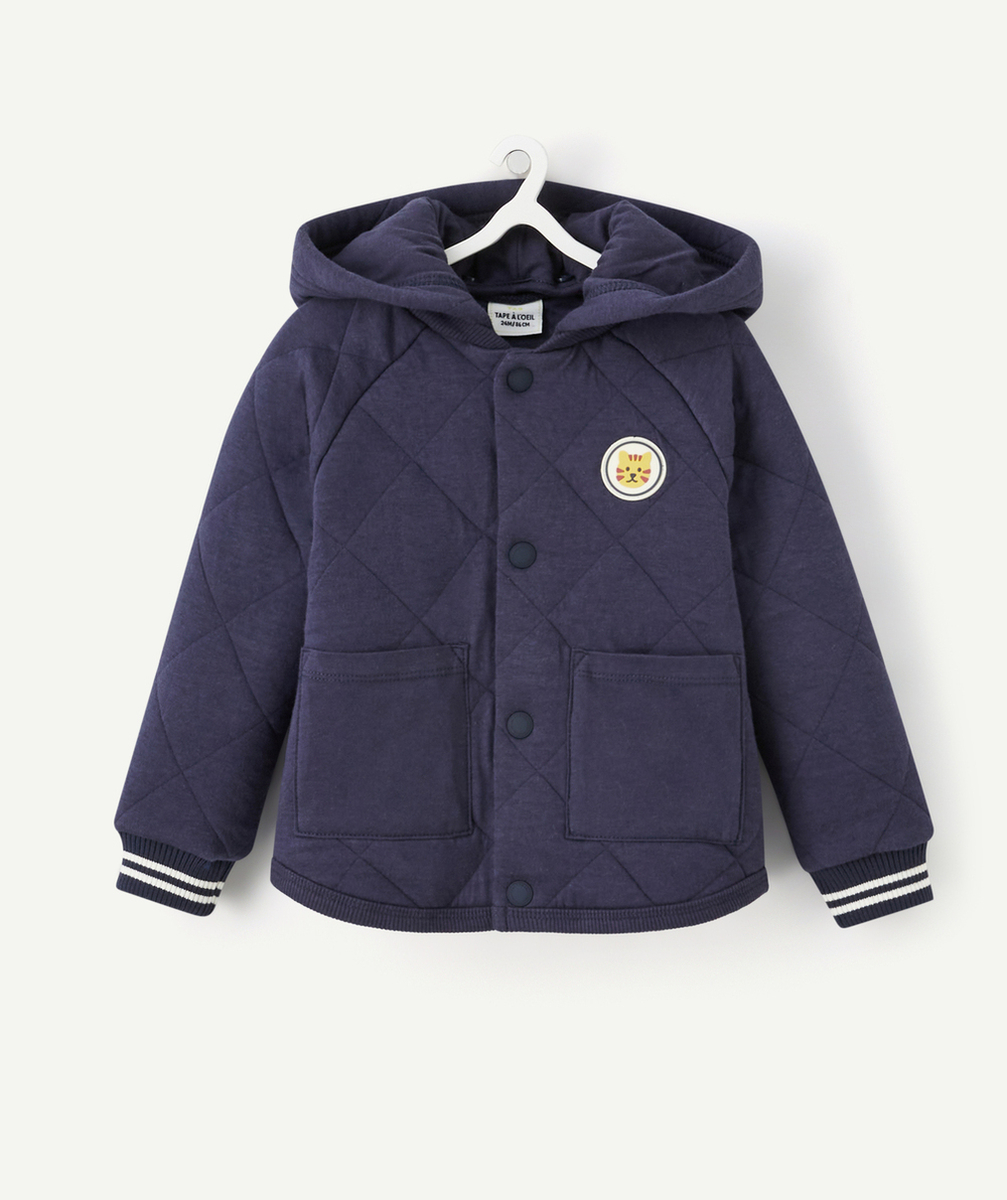 GILET MATELASSÉ BÉBÉ GARÇON À CAPUCHE BLEU MARINE