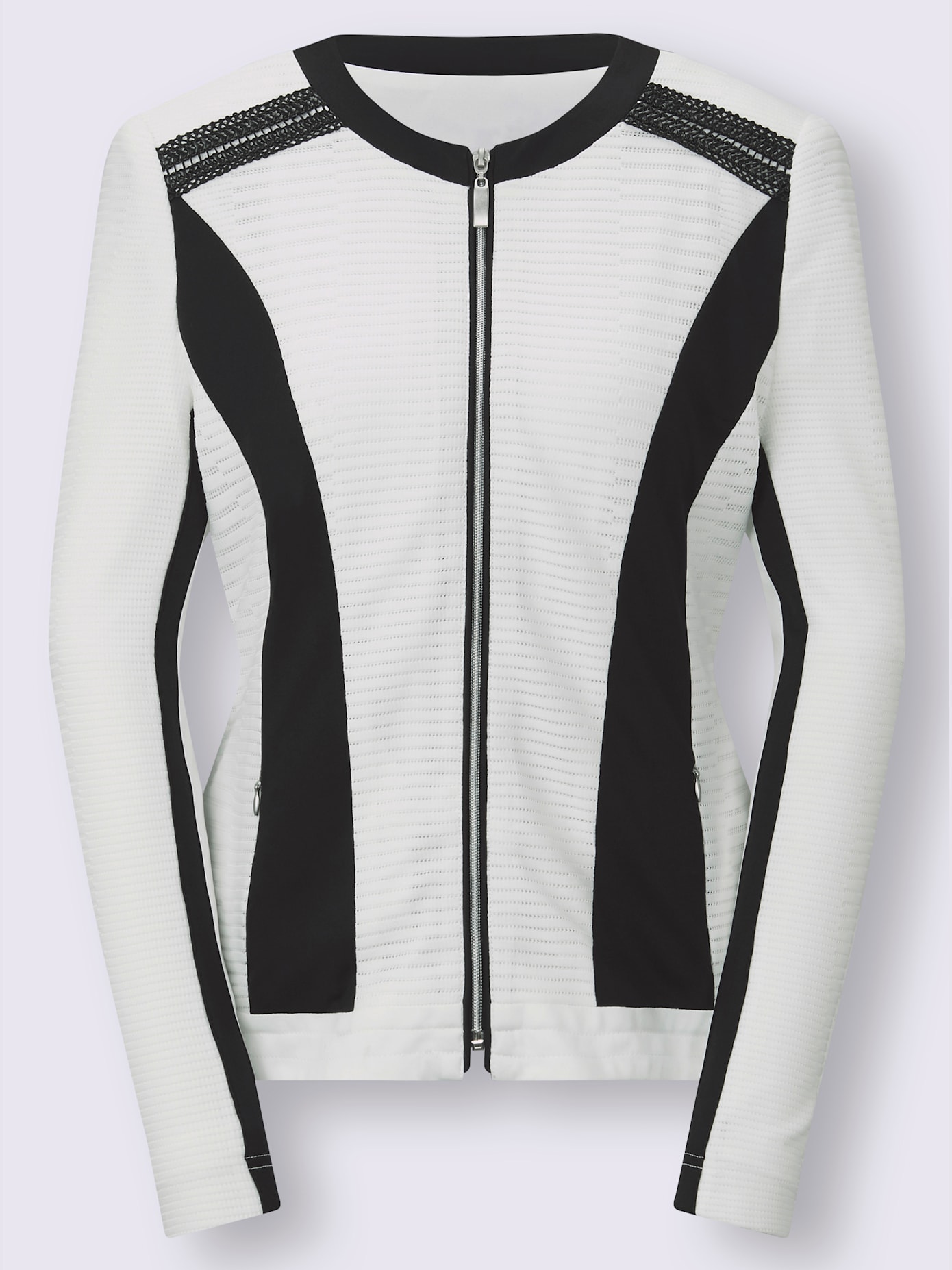 Veste légère empiècements résille, allure élégante