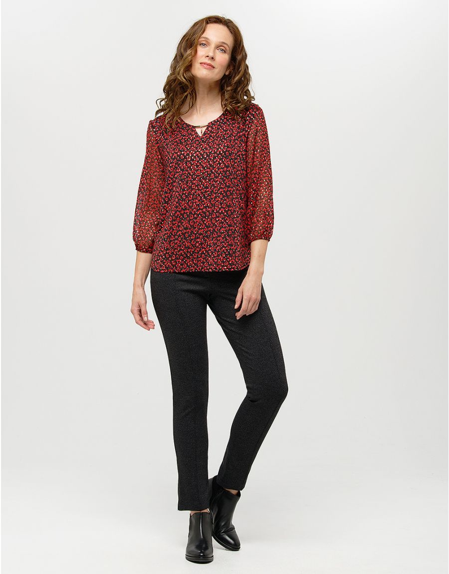 Blouse rouge voile motif