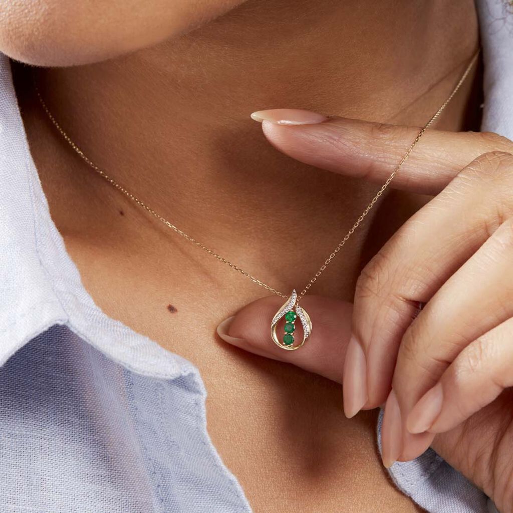 Collier Shahara Or Jaune Emeraude