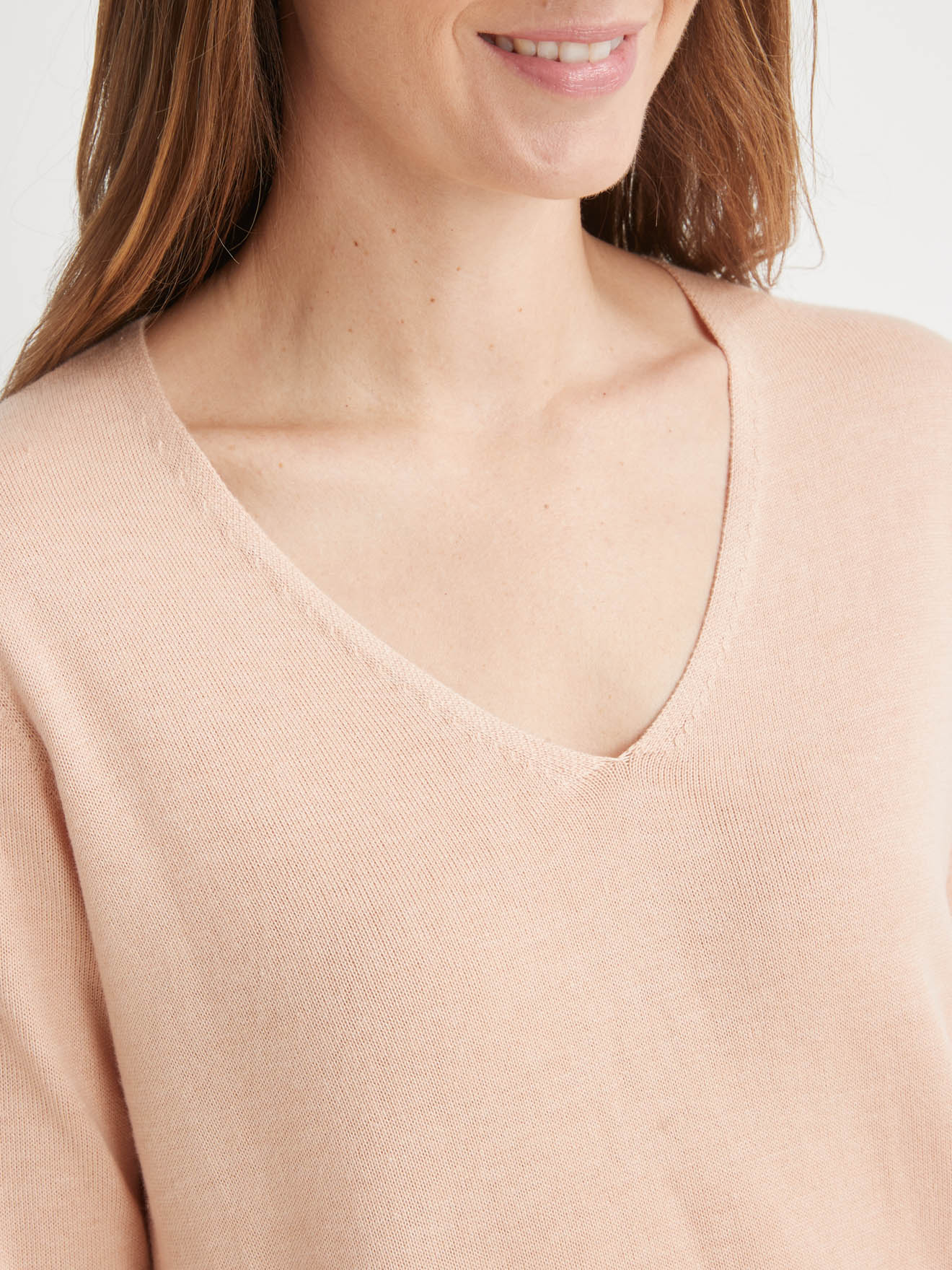Pull tunique maille fine col V