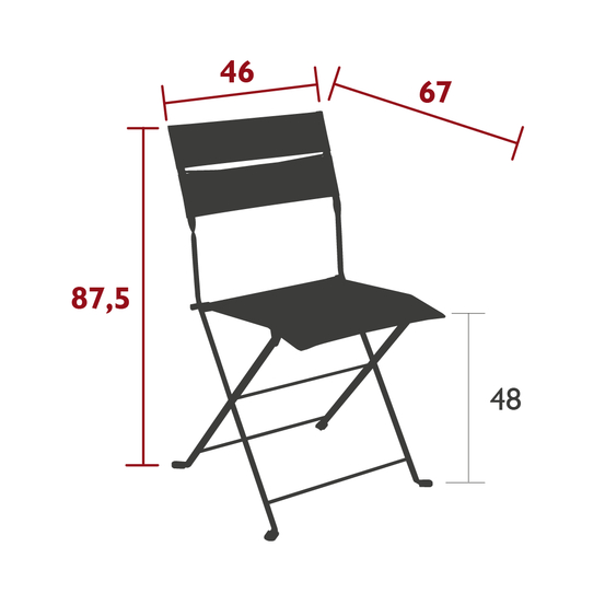 Chaise pliante LATITUDE en acier et toile gris orage - 50x49x87,5 cm