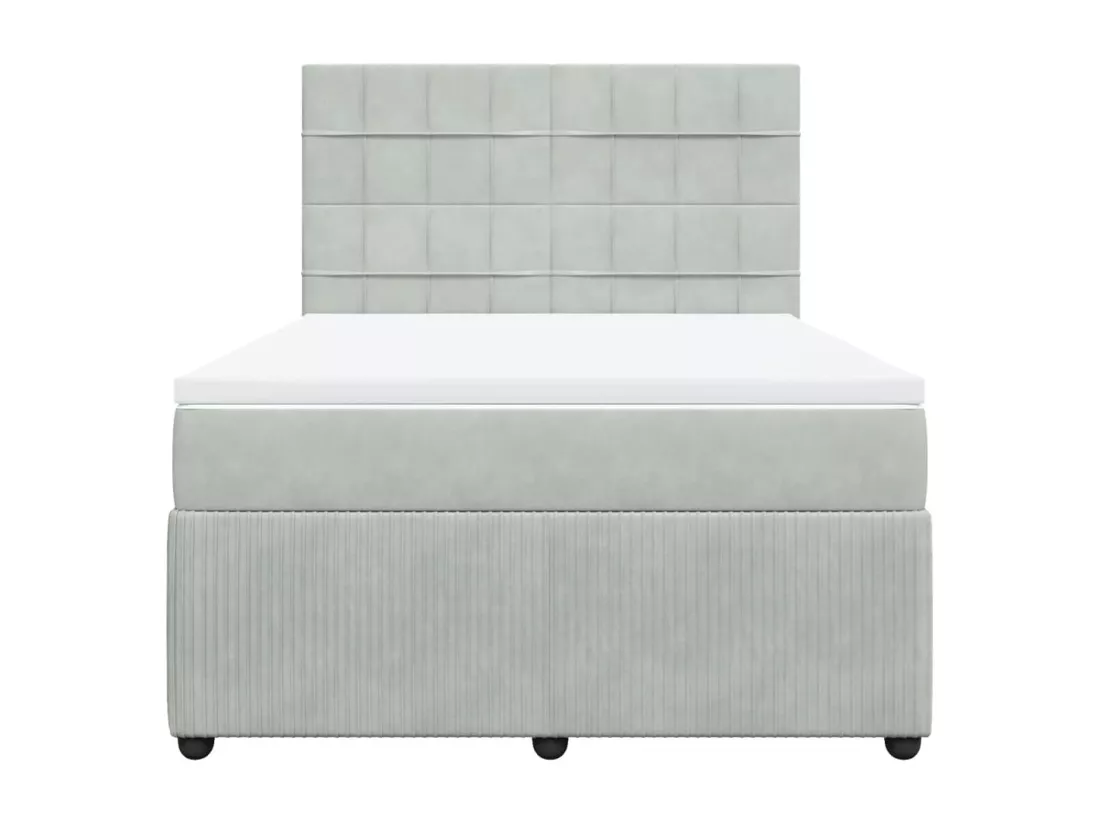 Sommier à lattes de lit et matelas Gris clair 140x190cm Velours