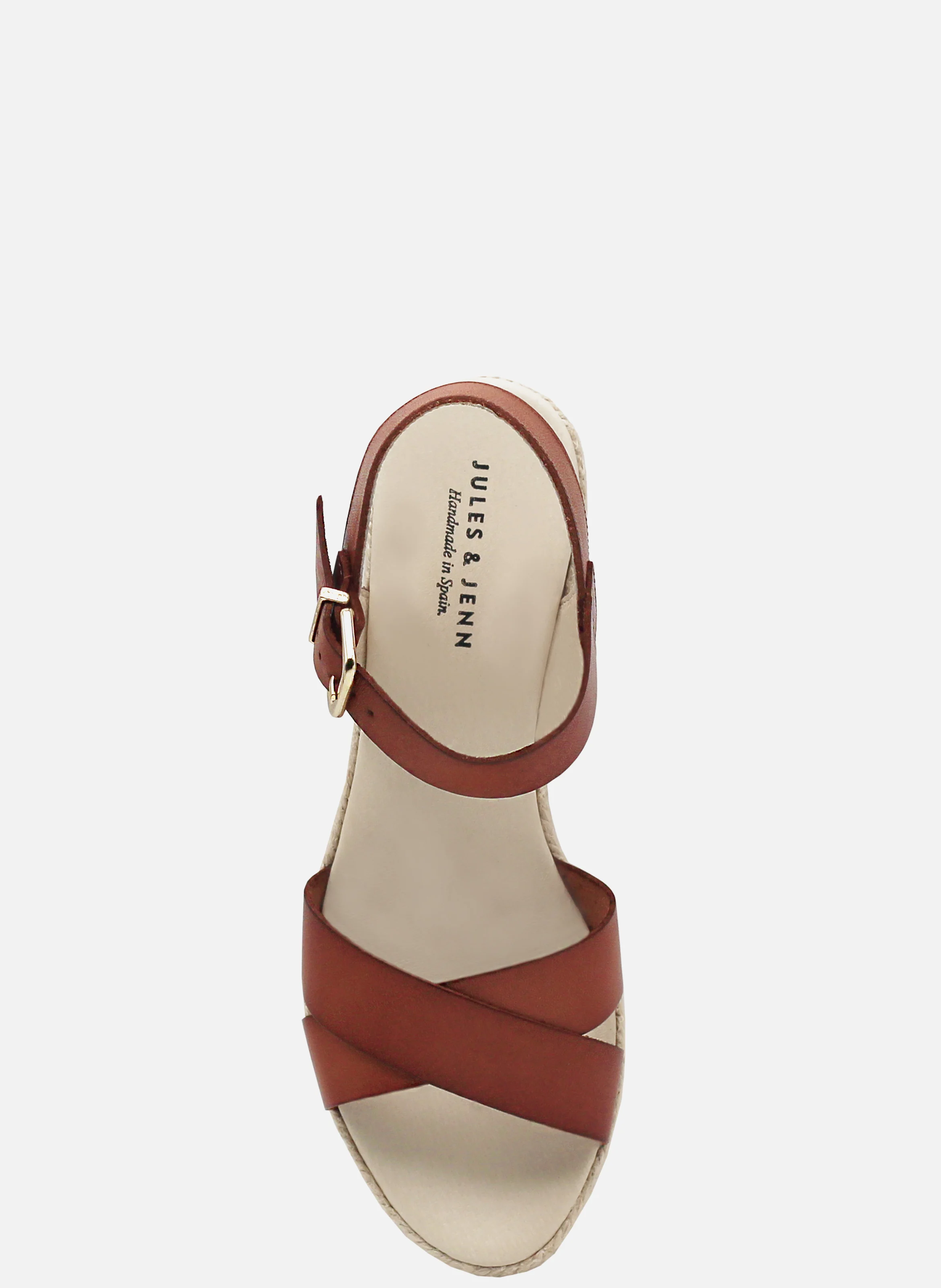 Sandales compensées cuir tannage végétal | Marron