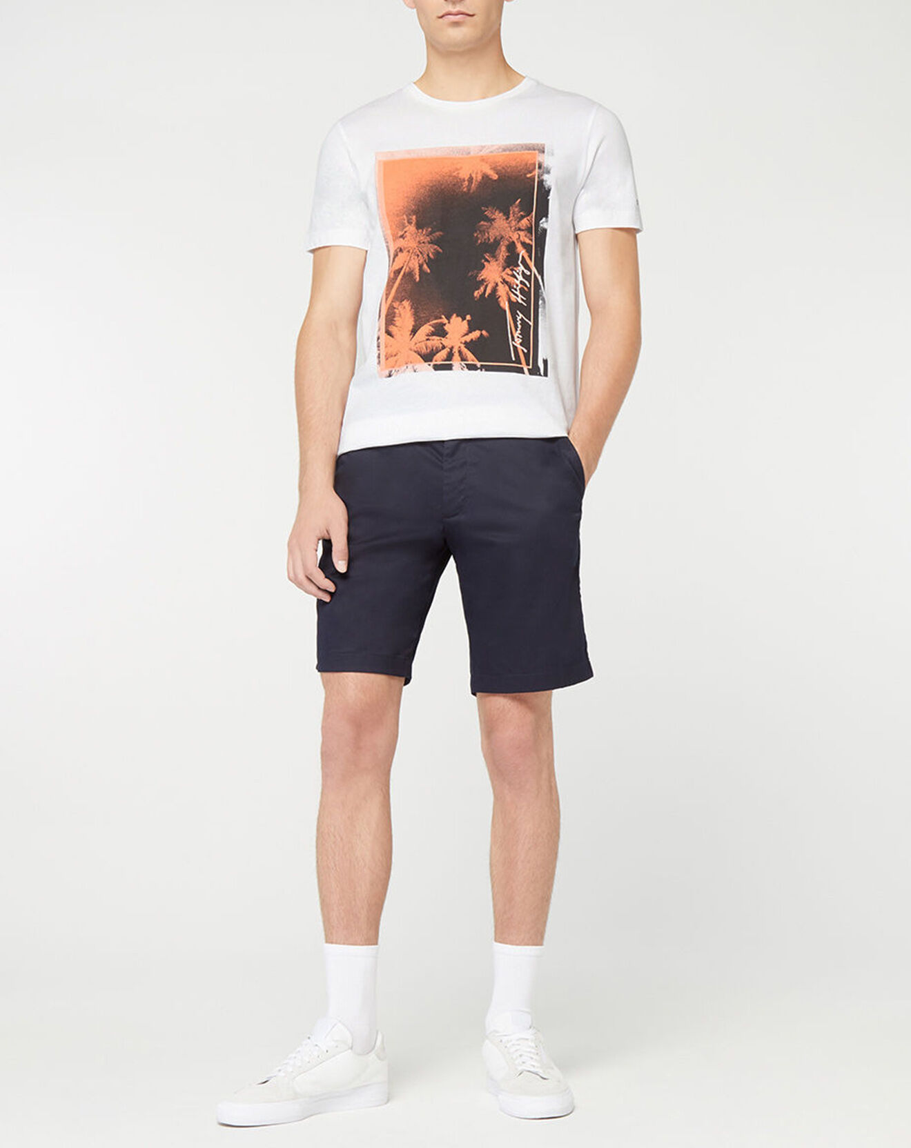 Tommy Hilfiger T-Shirt 100% Coton Bio Palm Photo blanc