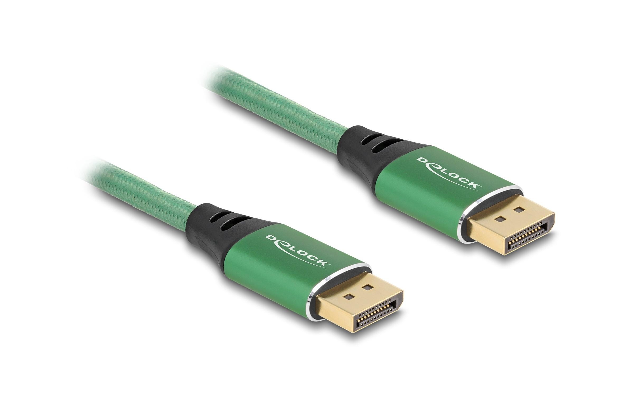 Kabel 16K 60 Hz DisplayPort - DisplayPort, 1 m, GrünDelock DisplayPort Kabel 16K 60 Hz 1 m grün Metall
