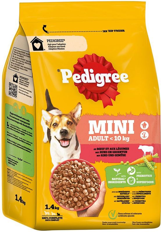 Pedigree - Mini Adult - Droogvoer - 10 kg - Met Rundvlees en Groenten