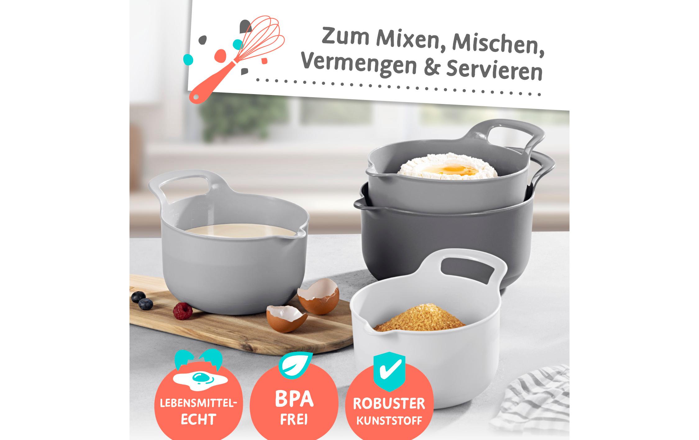 Schüssel 4-teilig, , 1 Stück, Grau/Schwarz/WeissSchüssel-Set