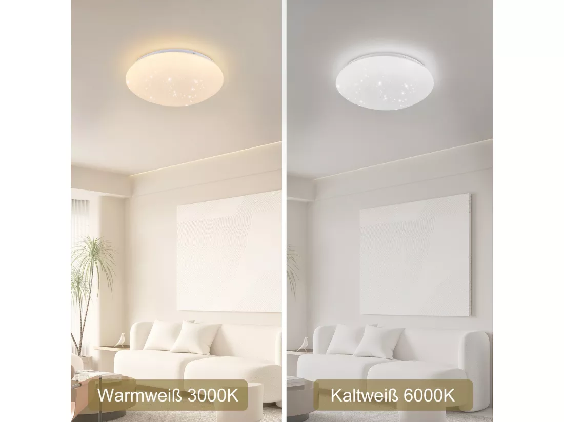 NETTLIFE Plafonnier LED 30cm, ciel étoilé de bain chaud rond 18 W lampe de IP44 pour chambre d'enfant cuisine couloir salle de bain salon
