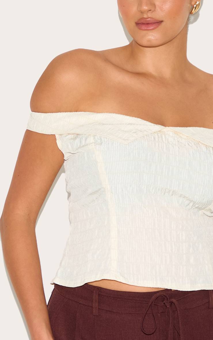 Amande Top Long Bardot Rayé Grande Taille En Peau De Pêche