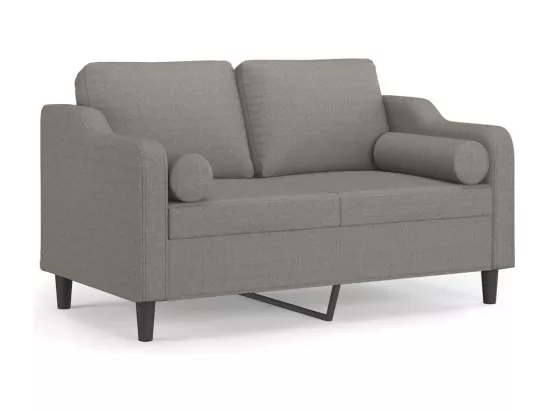 Canapé 2 places avec oreillers décoratifs taupe 120 cm tissu