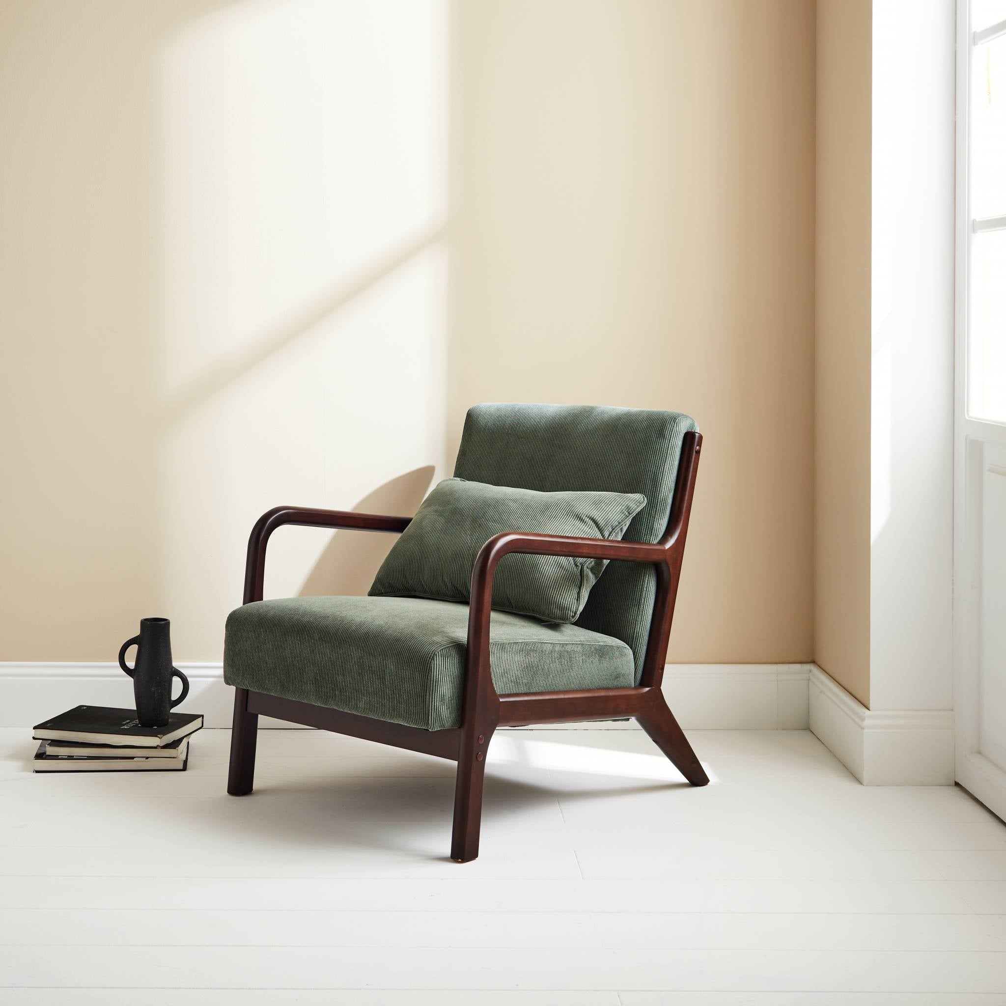 sweeek - Groene ribfluwele fauteuil, Lorens