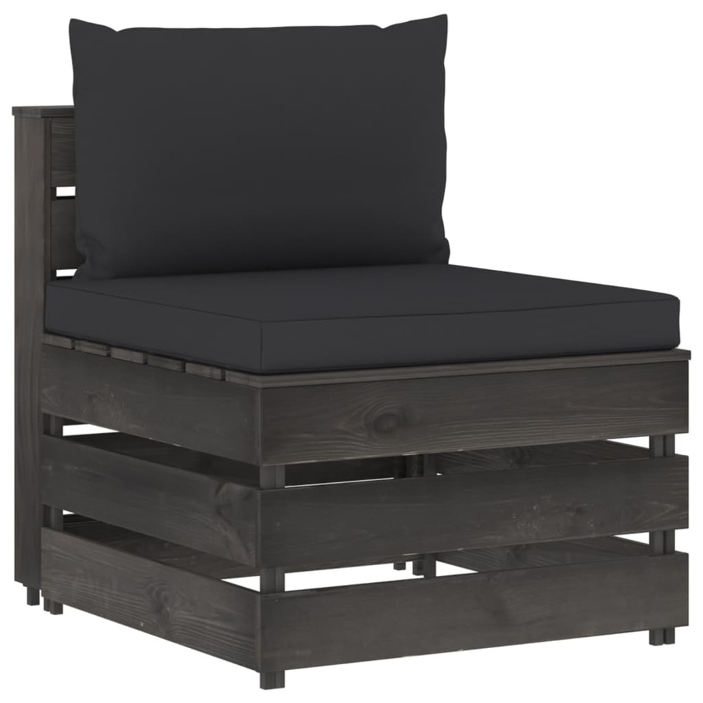 Salon de jardin meuble d'extérieur ensemble de mobilier 6 pièces avec coussins bois imprégné de gris