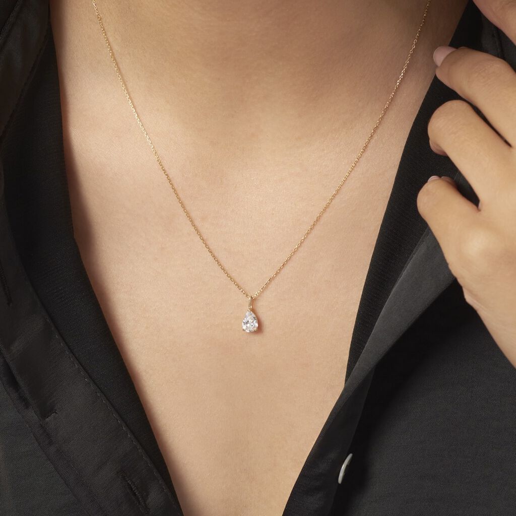 Collier Goutte Or Jaune Oxyde De Zirconium