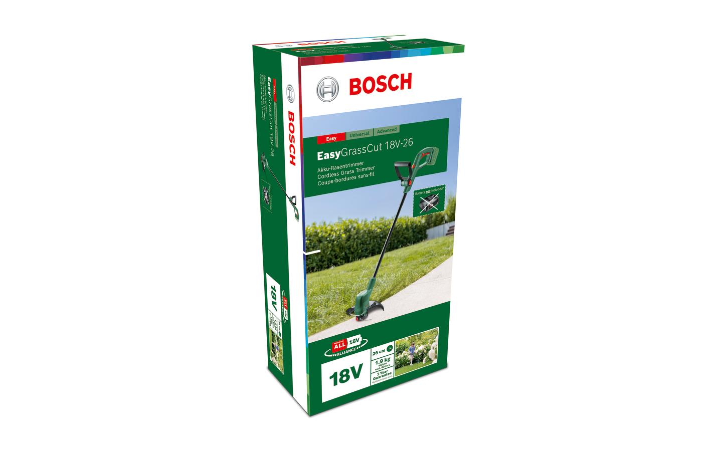 Akku-Rasentrimmer EasyGrassCut 18 V - 26 SoloAkkugetriebener EasyGrassCut 18-26 Trimmer für natürliche und bequeme Gartenarbeit
