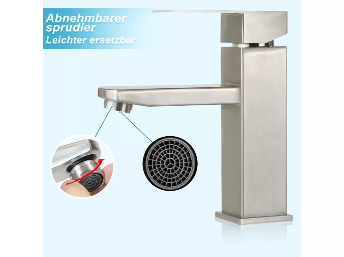 NETTLIFE robinet d'évier robinet chaud/froid robinet haute pression en acier inoxydable
