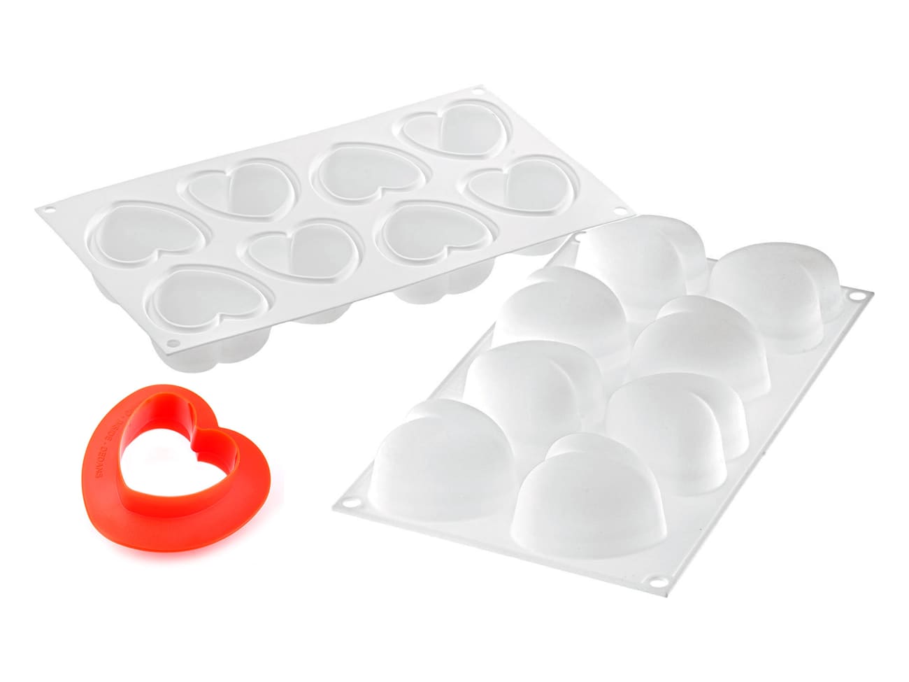 Moule silicone - 8 coeurs bombés - 30 x 17,5 cm - Silikomart