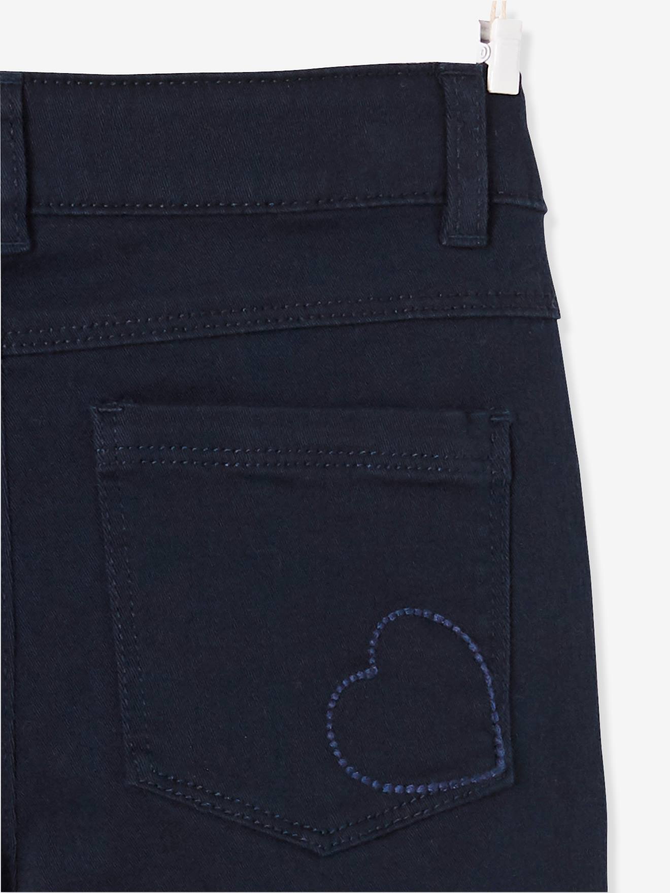 Calças justas para meninas, quadris largos, modelo FORTE, cor azul-marinho lisa.