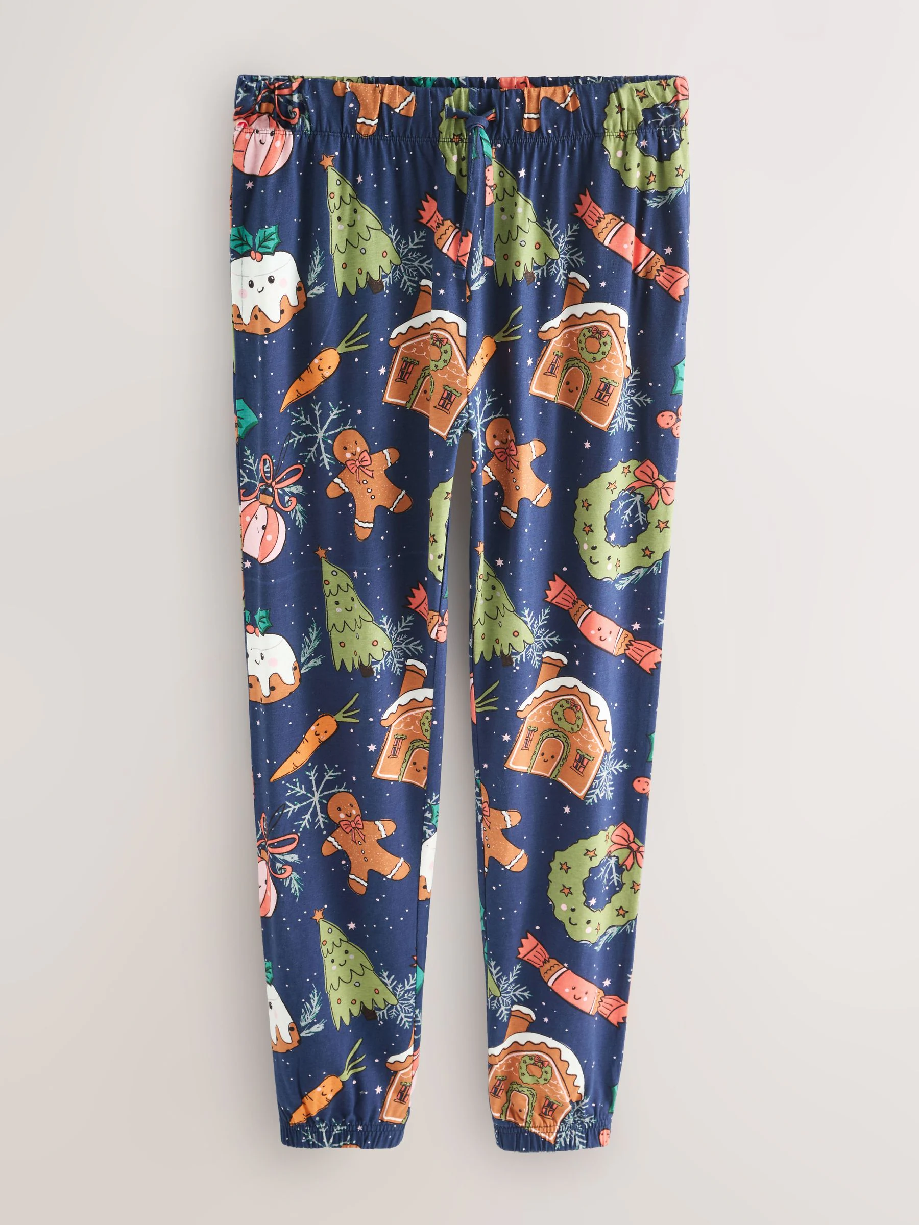 Marineblauw met pudding - Bijpassende familie Kerstmis Pyjama's met Lange mouwen
