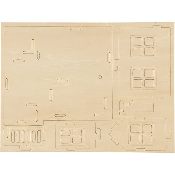 3D Konstruksjonsfigur, Hus med terrasse, str. 19x17,5x15, 1 stk.